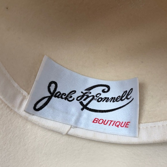 Vintage Jack McConnell Feather Hat, Cream Felt Wide Brim, Real Feathers, Rare - Picture 6 of 12